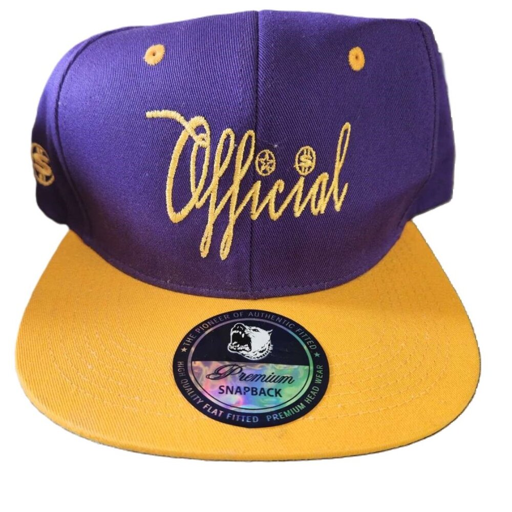 New Official baseball cap / hat Purple yellow Trucker hat with sticker